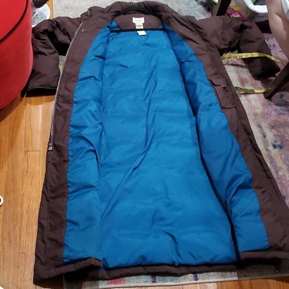 L.L. Bean Vintage Full Length Goose Down Filled Puffer Trench Coat in Brown XLP - Picture 12 of 16